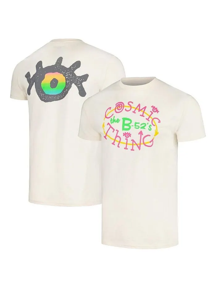 Мужская кремовая футболка с рисунком The B-52's Cosmic Thing Manhead Merch — изображение 1 из 3, бежевый