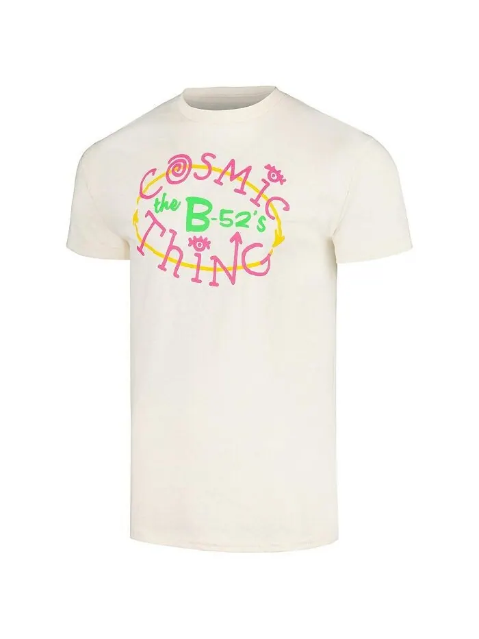 Мужская кремовая футболка с рисунком The B-52's Cosmic Thing Manhead Merch — изображение 3 из 3, бежевый