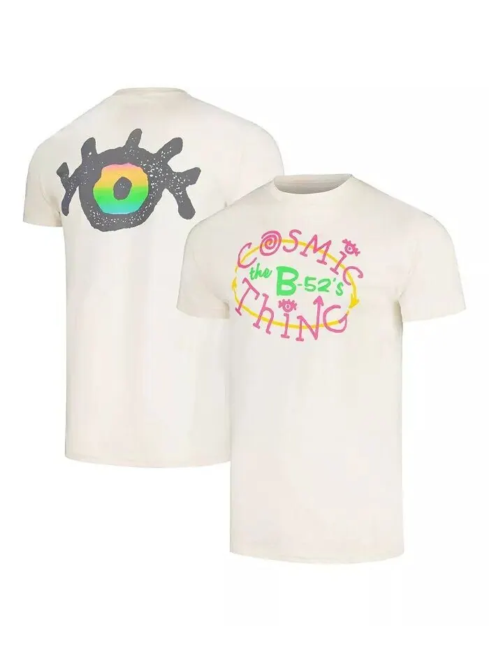 Мужская кремовая футболка с рисунком The B-52's Cosmic Thing Manhead Merch — без цвета
