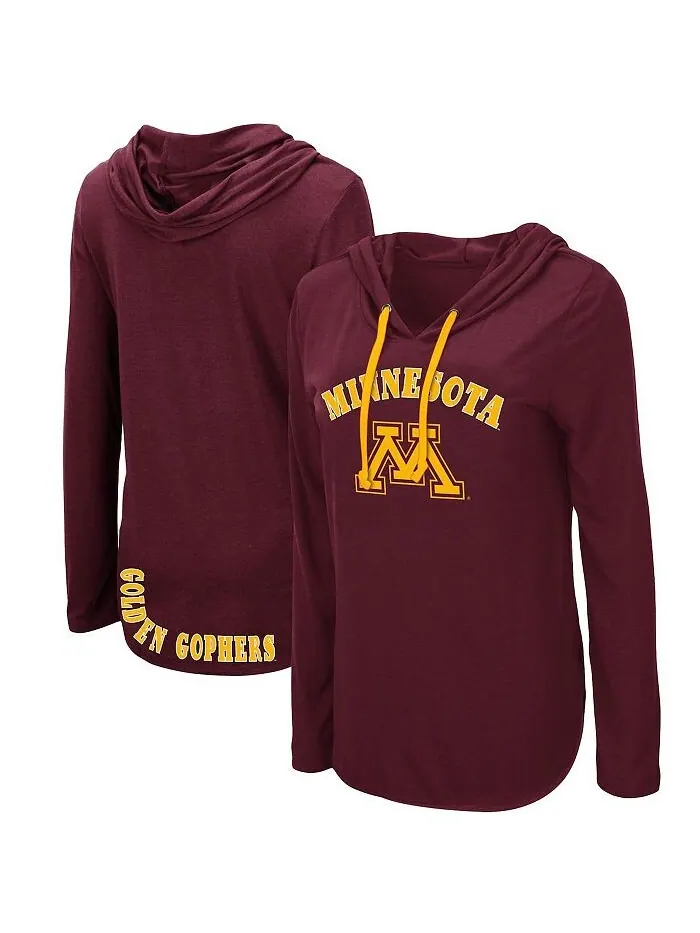 Женская бордовая легкая футболка с длинными рукавами и капюшоном Minnesota Golden Gophers My Lover — изображение 1 из 3