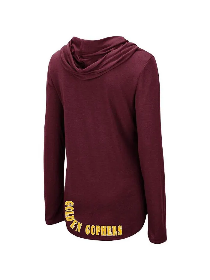 Женская бордовая легкая футболка с длинными рукавами и капюшоном Minnesota Golden Gophers My Lover — изображение 3 из 3
