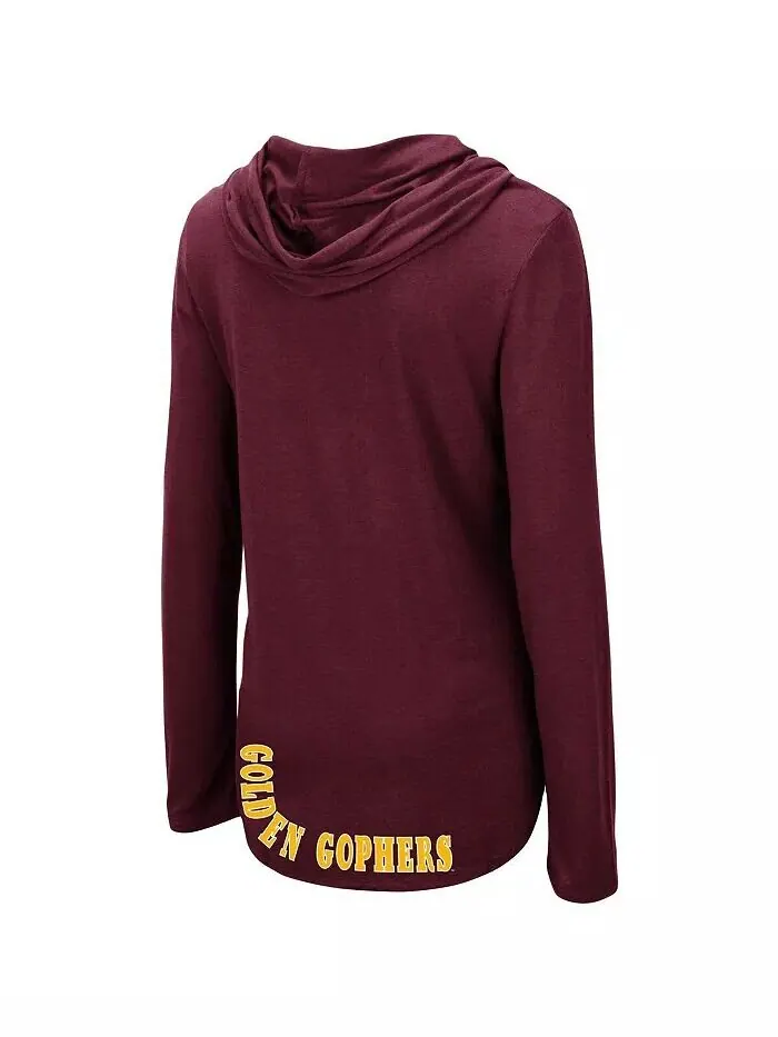 Женская бордовая легкая футболка с длинными рукавами и капюшоном Minnesota Golden Gophers My Lover — изображение 3 из 3