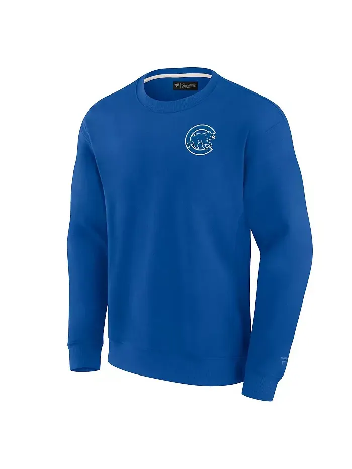 Мужская и женская супермягкая толстовка Royal Chicago Cubs с круглым вырезом Fanatics Signature — изображение 2 из 3