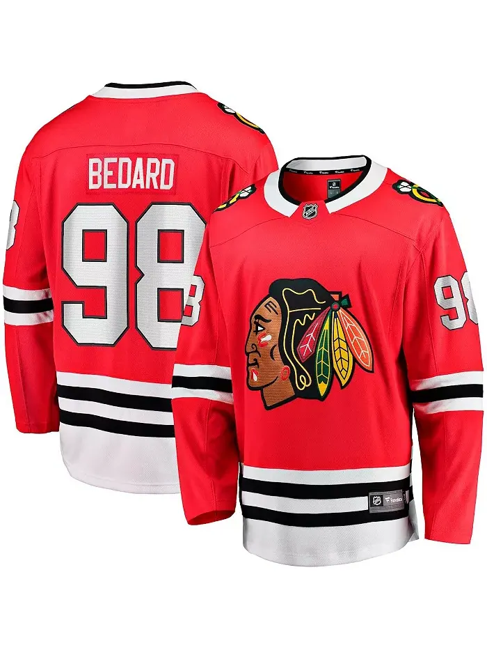 Мужская домашняя джерси Chicago Blackhawks Connor Bedard красная Breakaway Fanatics — изображение 1 из 3