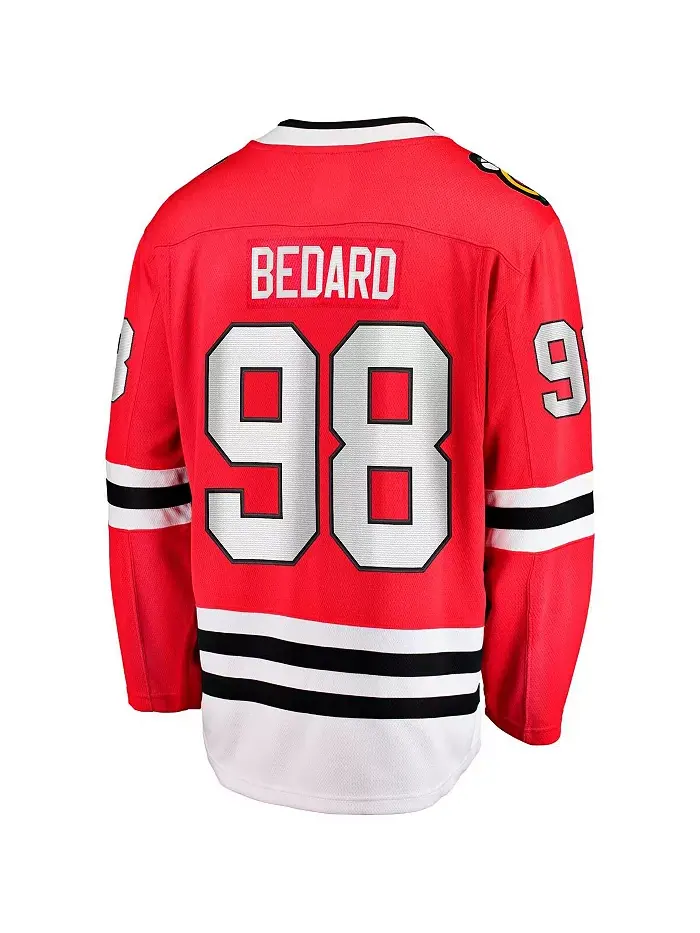 Мужская домашняя джерси Chicago Blackhawks Connor Bedard красная Breakaway Fanatics — изображение 3 из 3