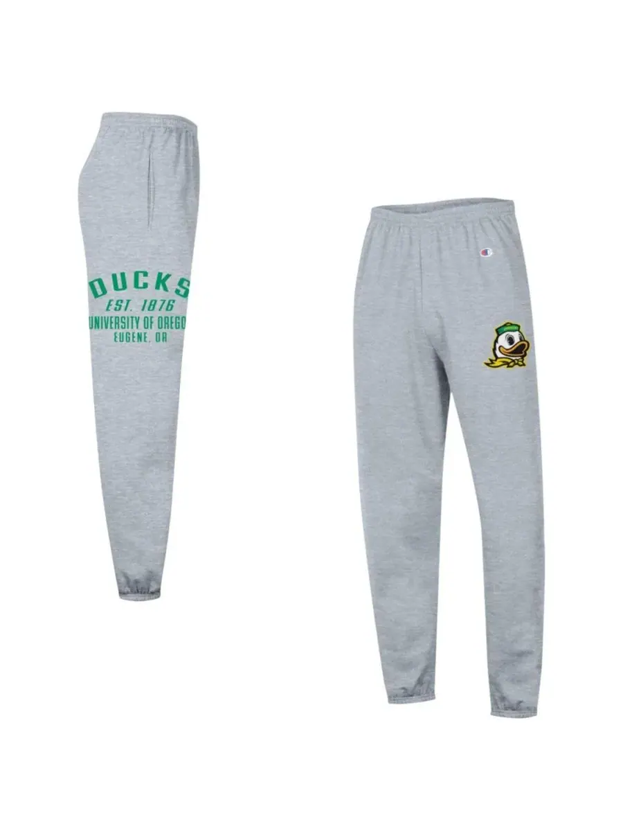 Спортивные брюки из футера с принтом Oregon Ducks Powerblend Banded Fleece Champion — изображение 1 из 3, серый