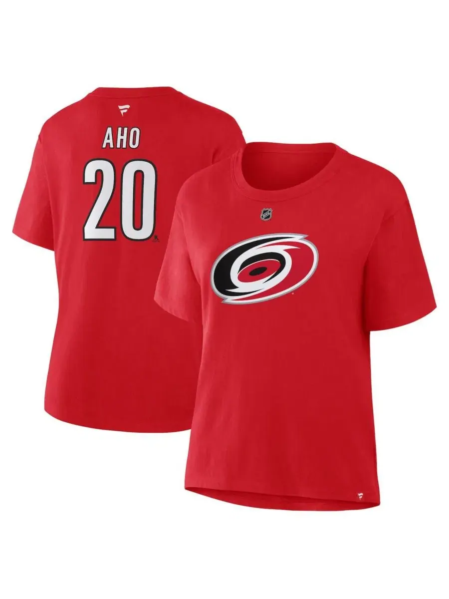 Футболка с коротким рукавом из 100% хлопка Sebastian Aho Fanatics — изображение 1 из 3, красный