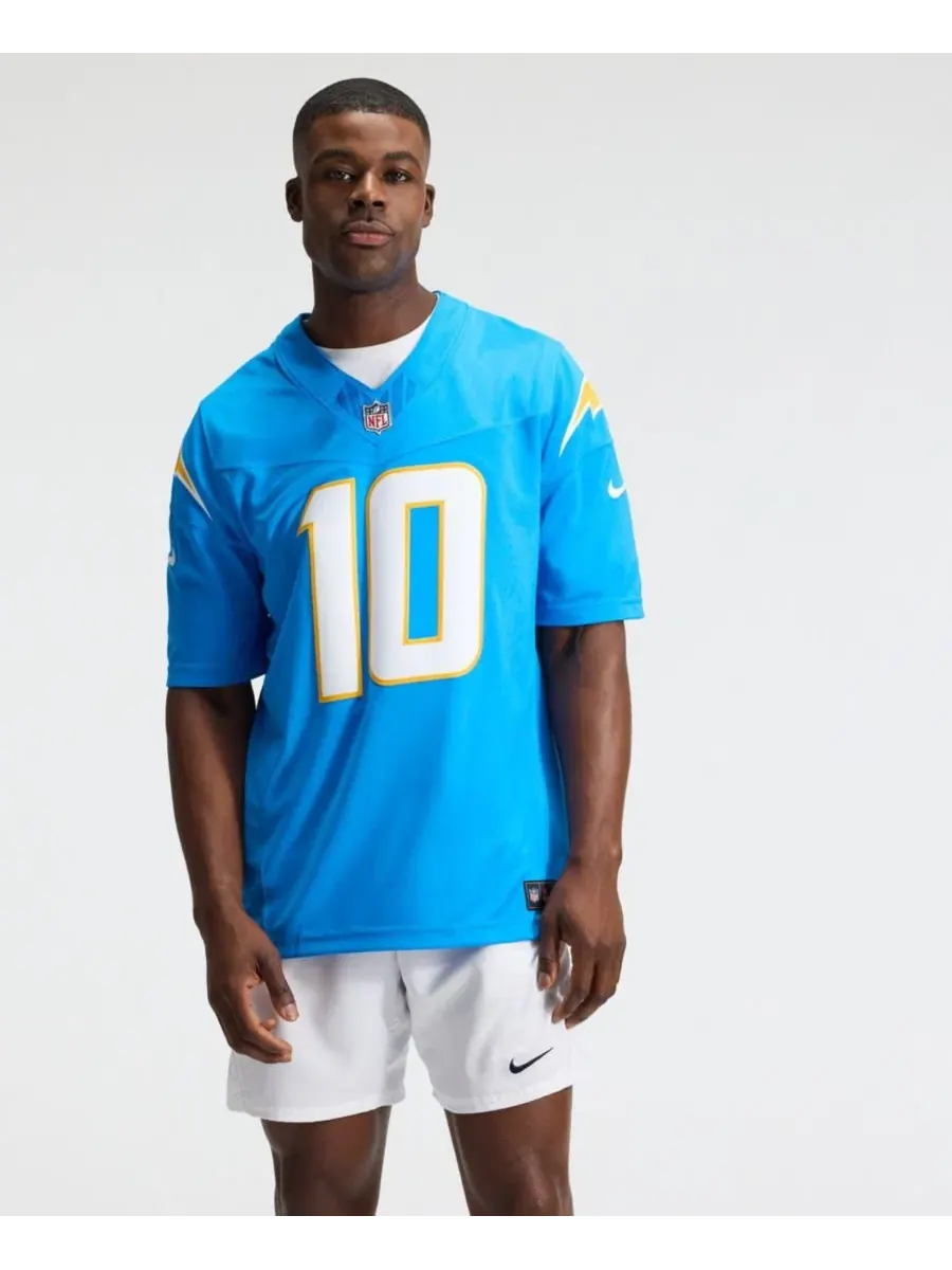Мужская футболка с длинным рукавом Justin Herbert Powder Blue Los Angeles Chargers Vapor F.U.S.E — изображение 3 из 5, синий