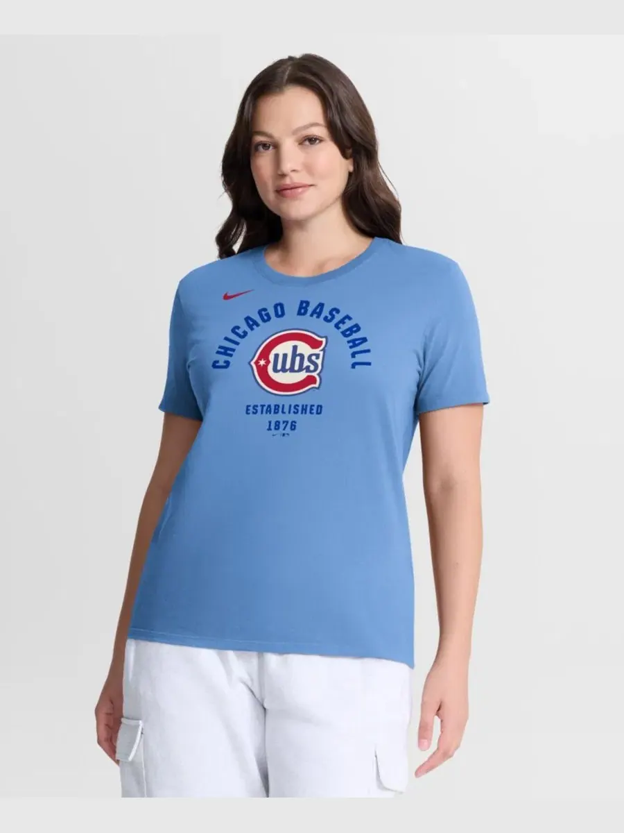 Футболка с коротким рукавом и принтом Chicago Cubs Alternate Nike — изображение 1 из 5, светлый синий
