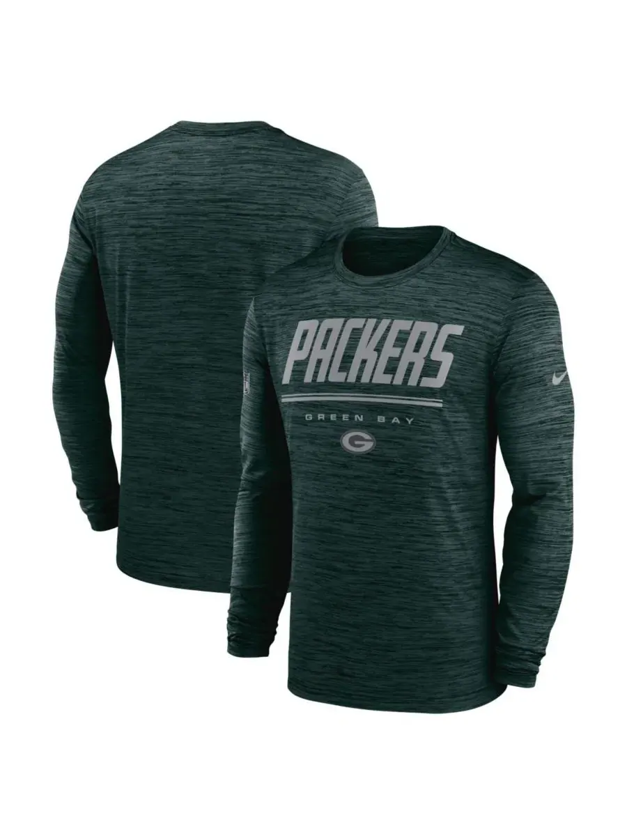 Футболка с длинным рукавом Dri-FIT с принтом Sideline Offensive Transition Velocity Nike — изображение 1 из 3, зеленый