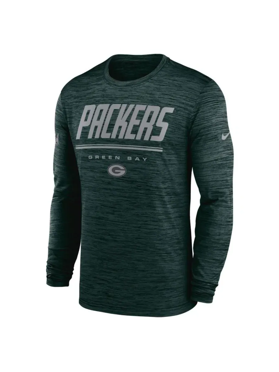 Футболка с длинным рукавом Dri-FIT с принтом Sideline Offensive Transition Velocity Nike — изображение 2 из 3, зеленый