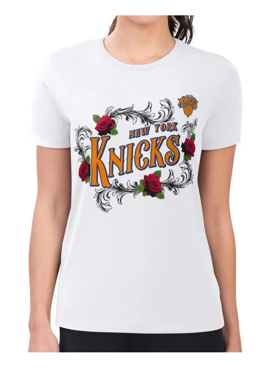 Футболка с длинным рукавом с принтом Roses New York Knicks G-III 4Her by Carl Banks — изображение 1 из 3, белый