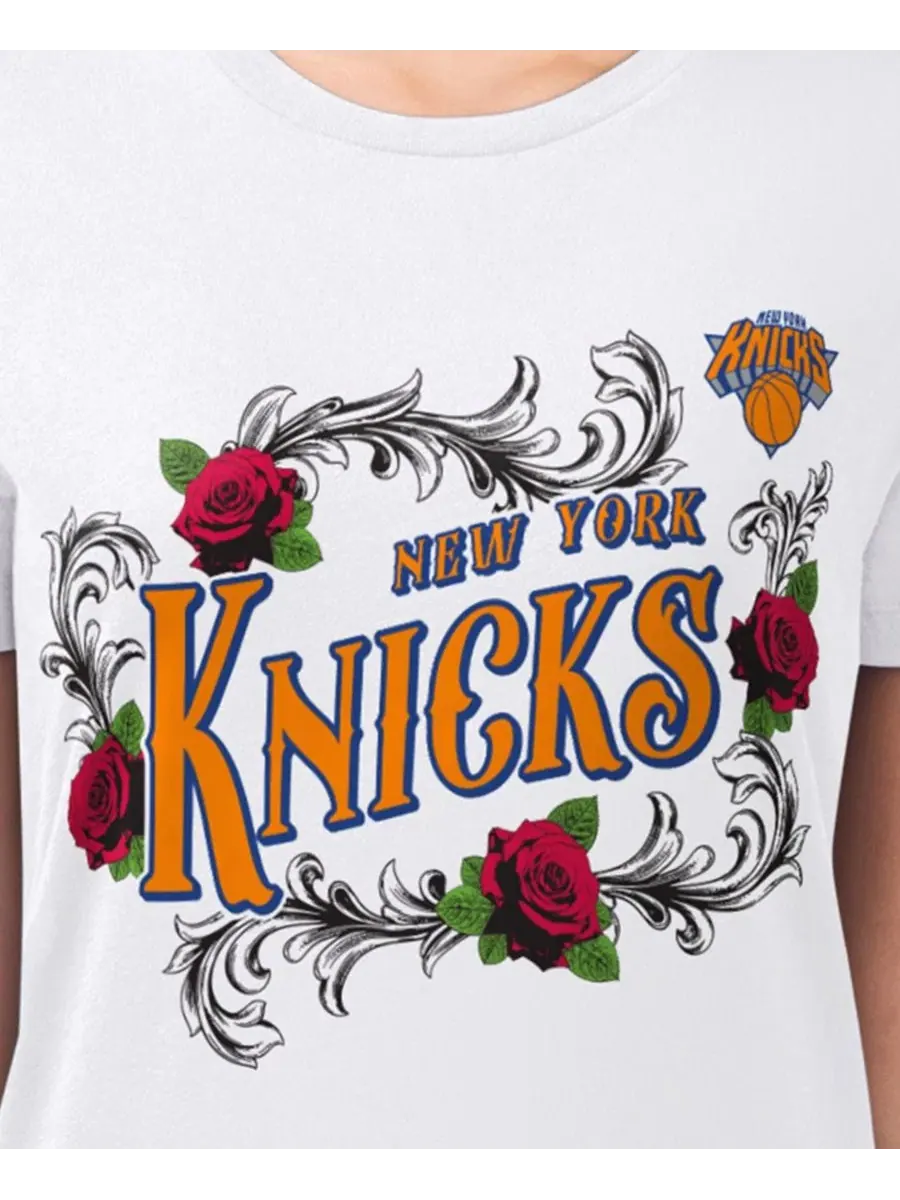 Футболка с длинным рукавом с принтом Roses New York Knicks G-III 4Her by Carl Banks — изображение 3 из 3, белый