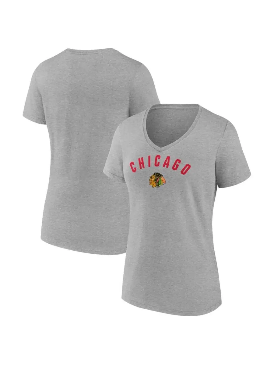 Футболка с V-образным вырезом с принтом Chicago Blackhawks Fanatics — изображение 1 из 3, серый