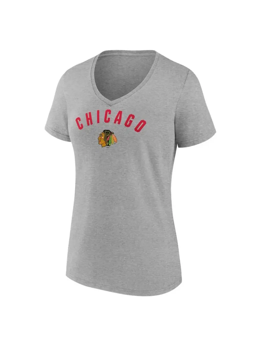 Футболка с V-образным вырезом с принтом Chicago Blackhawks Fanatics — изображение 2 из 3, серый