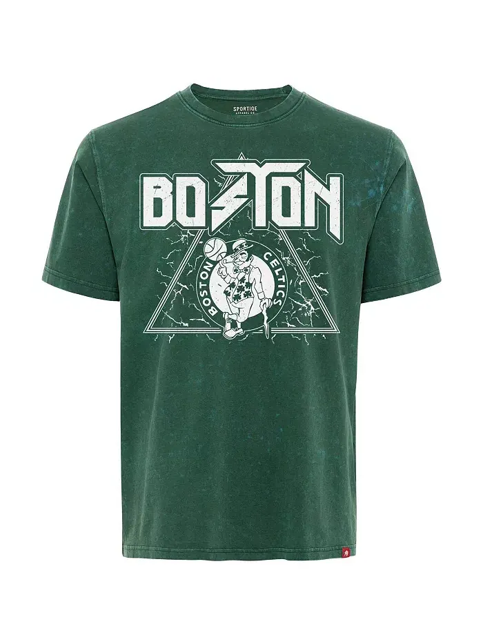 Мужская футболка Boston Celtics Distressed Rock Roll Collection Angus Premium Mineral Wash зеленого — изображение 2 из 3