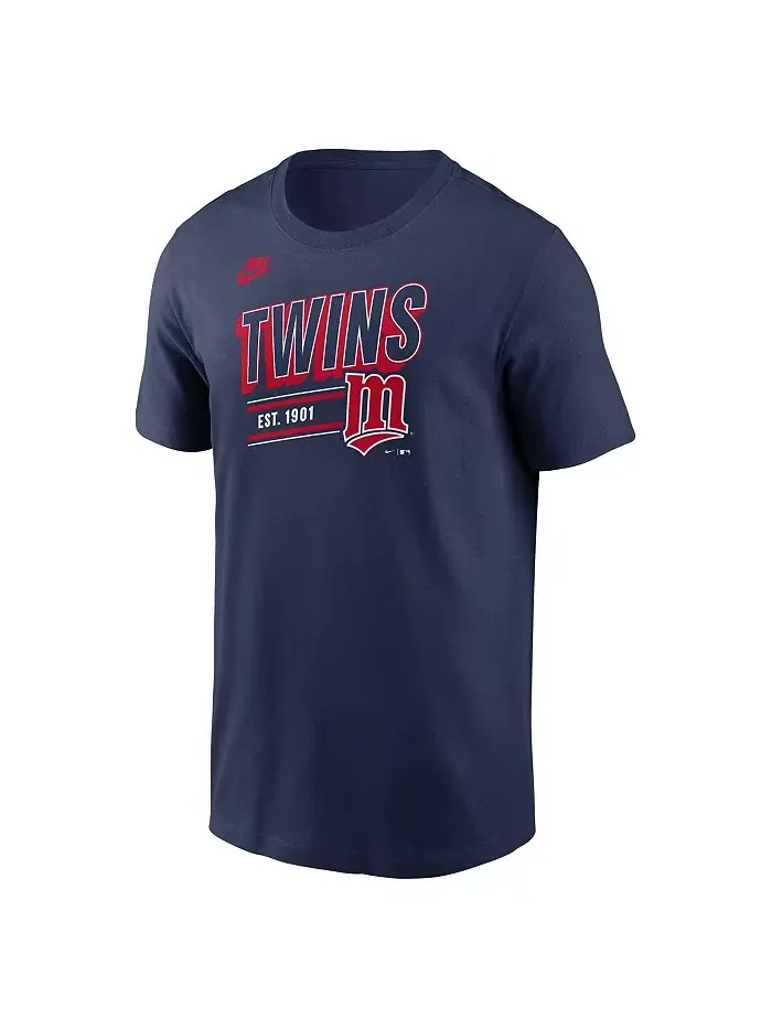 Мужская футболка ретро Minnesota Twins Cooperstown Collection в синем цвете Nike — изображение 2 из 3