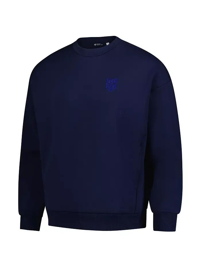 Мужской синий свитшот USMNT Luxe Signature Lineage Tri-Blend с круглым вырезом LevelWear — изображение 3 из 3