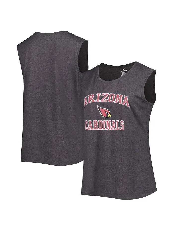 Женская фирменная майка больших размеров Heather Charcoal Arizona Cardinals Fanatics — изображение 1 из 1, темно-серый