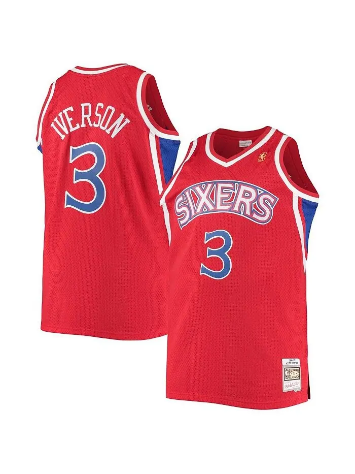 Мужское джерси Allen Iverson Red Philadelphia 76ers Big and Tall Hardwood Classics Swingman Player — изображение 1 из 3