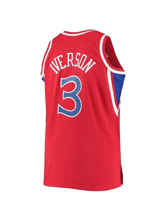 Мужское джерси Allen Iverson Red Philadelphia 76ers Big and Tall Hardwood Classics Swingman Player — изображение 3 из 3