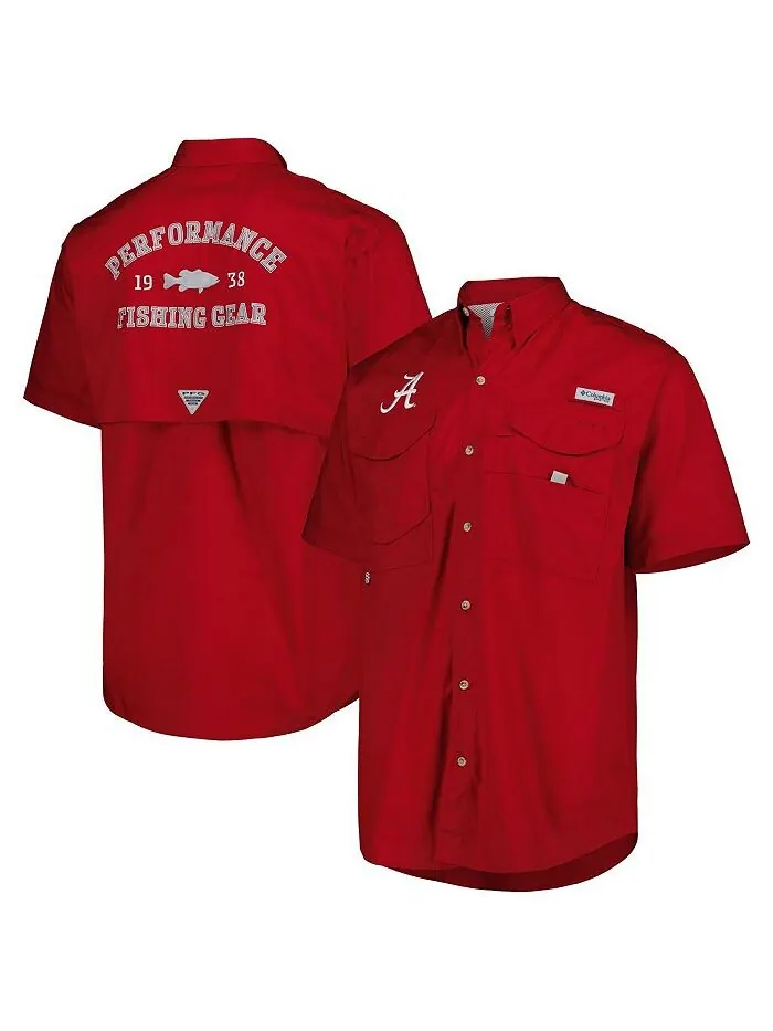 Мужская рубашка на пуговицах Crimson Alabama Crimson Tide Bonehead Columbia — изображение 1 из 4, красный