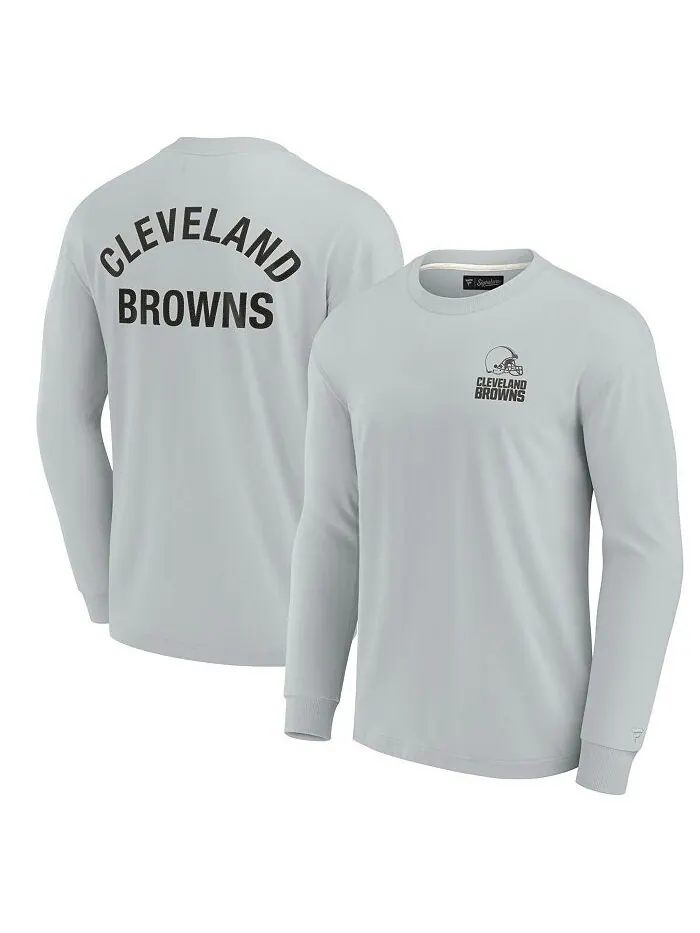 Мужская и женская серая супермягкая футболка Cleveland Browns с длинным рукавом Fanatics Signature — изображение 1 из 3