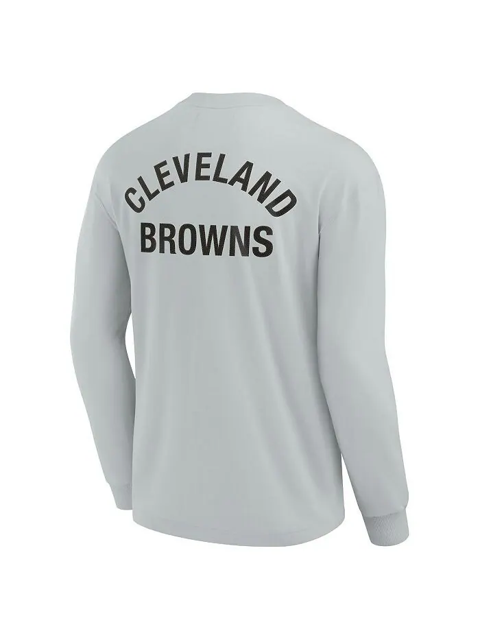 Мужская и женская серая супермягкая футболка Cleveland Browns с длинным рукавом Fanatics Signature — изображение 3 из 3
