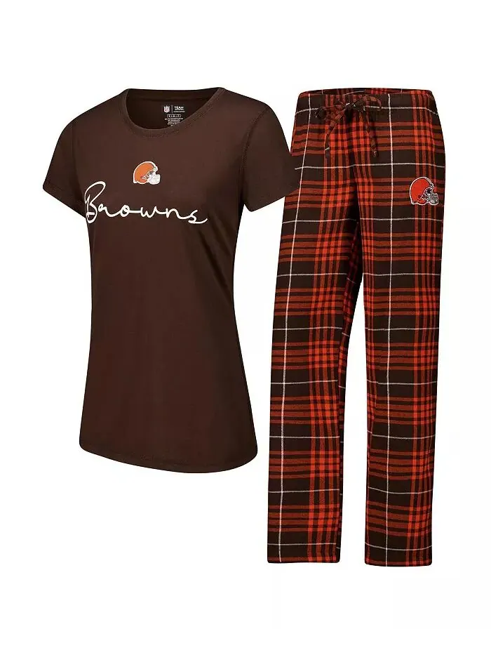 Женская футболка Cleveland Browns Vector, фланелевые штаны, комплект для сна Concepts Sport — изображение 1 из 5