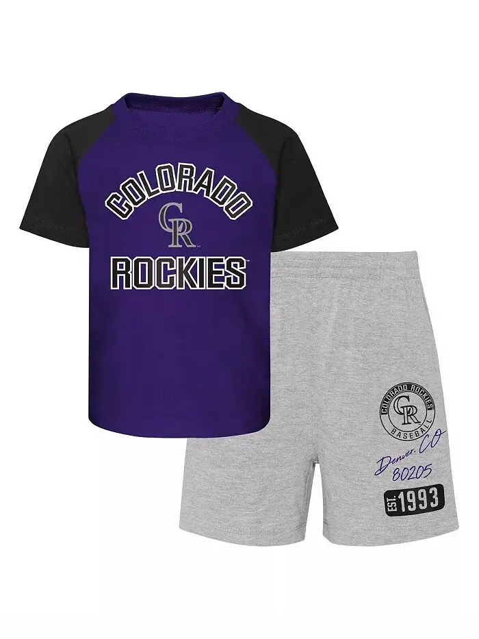 Комплект из футболки и шорт реглан Colorado Rockies Ground Out Baller для мальчиков и девочек — изображение 1 из 2
