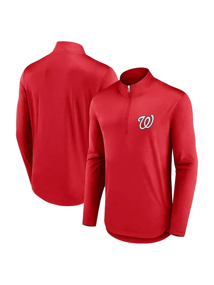 Толстовка Men's Red Washington Nationals Quarterback Quarter-Zip Top Fanatics — изображение 1 из 3