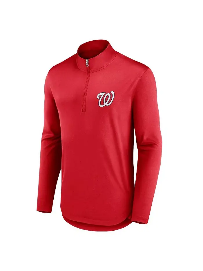 Толстовка Men's Red Washington Nationals Quarterback Quarter-Zip Top Fanatics — изображение 3 из 3