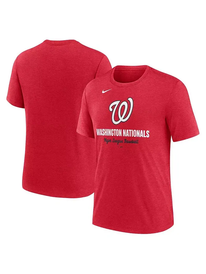 Мужская футболка Washington Nationals Logo Tri-Blend цвета вересково-красного Nike — изображение 1 из 3