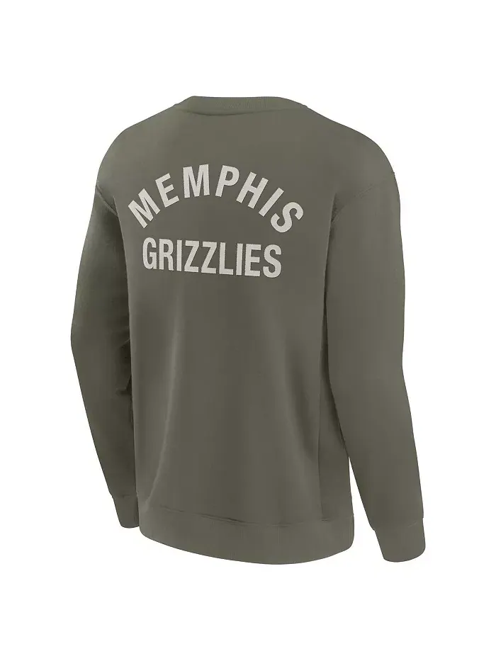 Мужская и женская оливковая супермягкая толстовка с круглым вырезом Memphis Grizzlies Fanatics — изображение 3 из 3