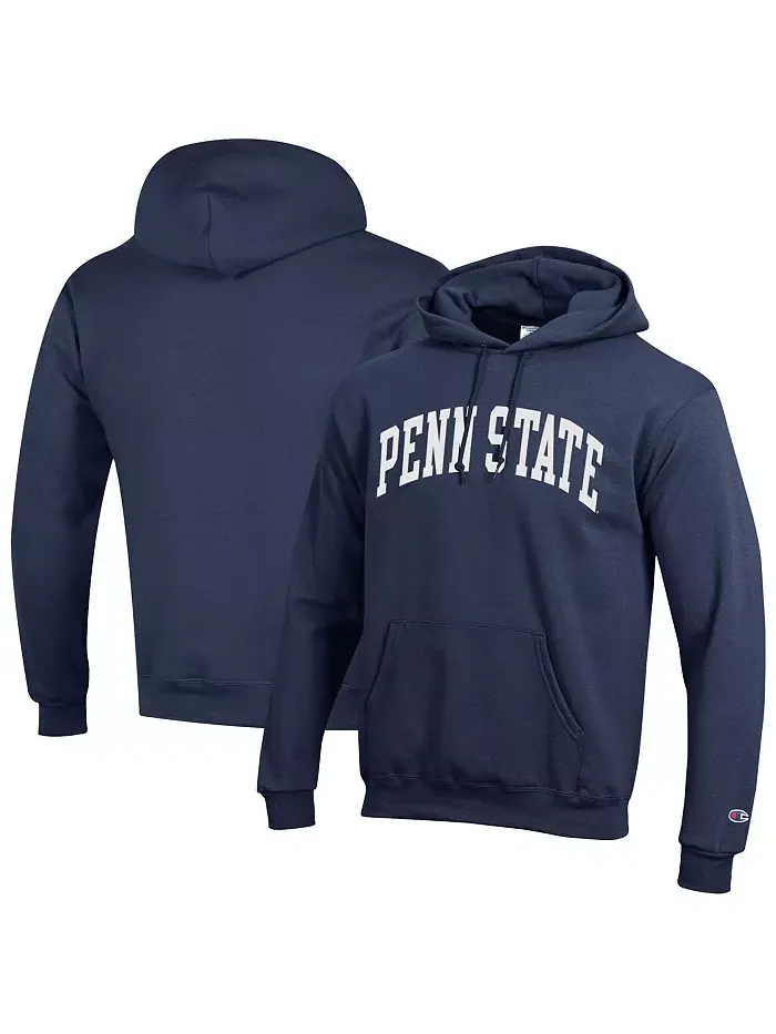Мужской базовый флисовый худи с капюшоном и арочным принтом Penn State Nittany Lions в темно-синем — изображение 1 из 3