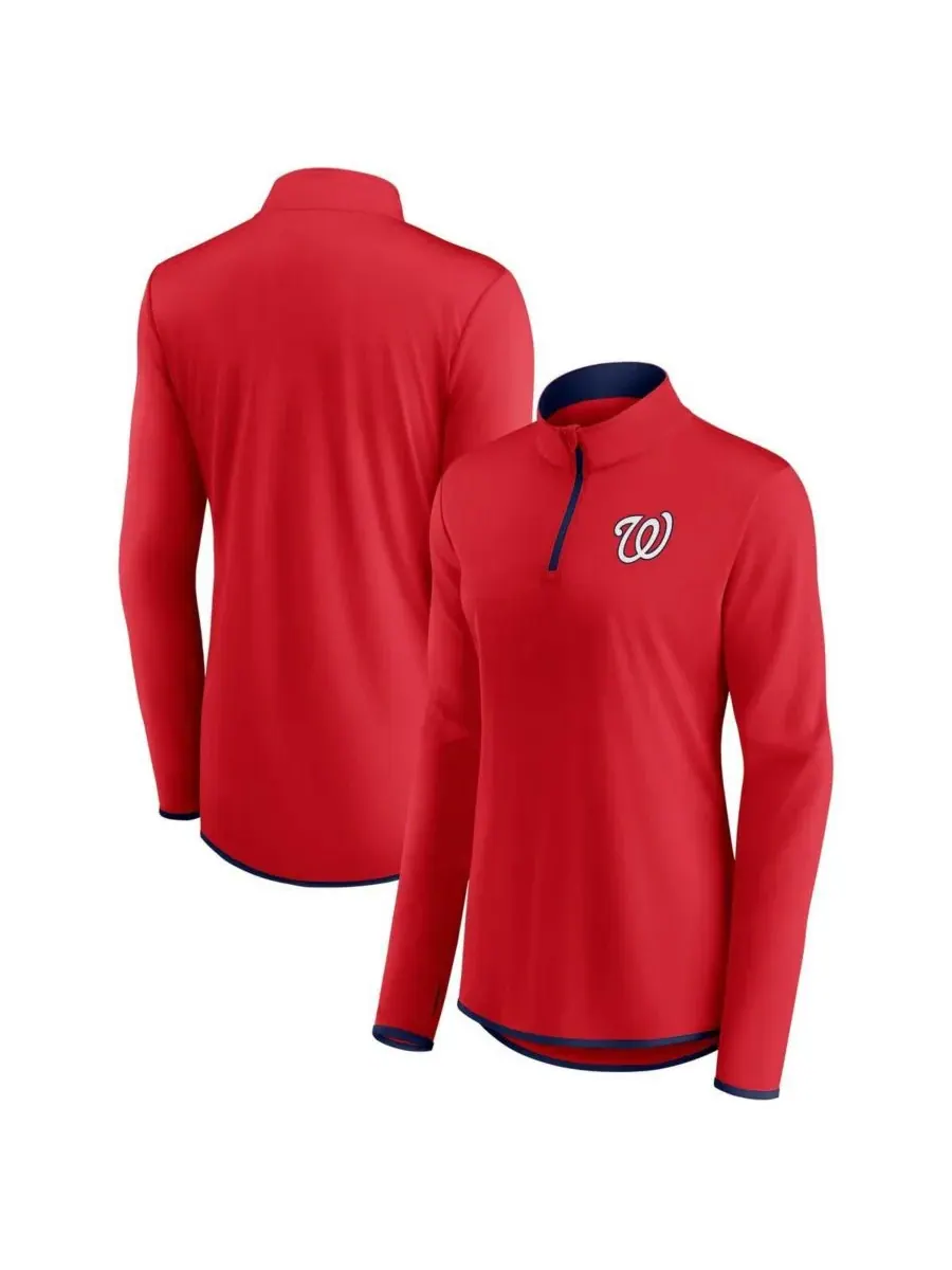 Fanatics Женская красная толстовка Washington Nationals с застежкой-молнией на четверть длины — изображение 1 из 3, красный