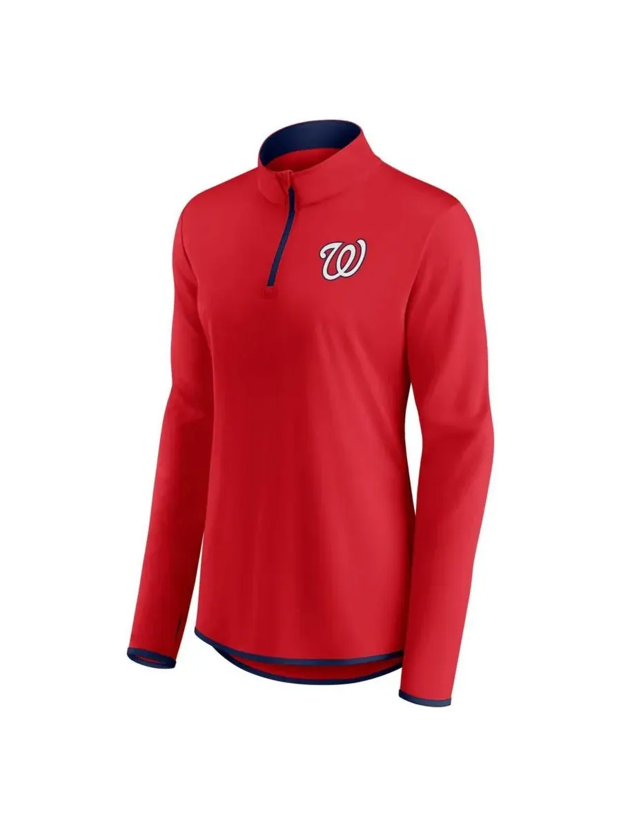 Fanatics Женская красная толстовка Washington Nationals с застежкой-молнией на четверть длины — изображение 3 из 3, красный
