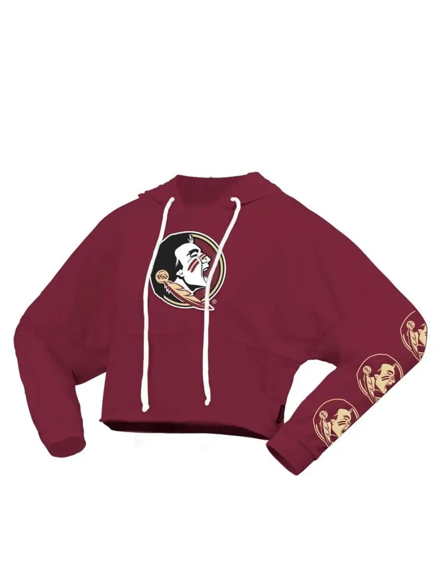 Женская укороченная толстовка с капюшоном Garnet Florida State Seminoles Oversized Spirit Jersey — изображение 3 из 3, гранат
