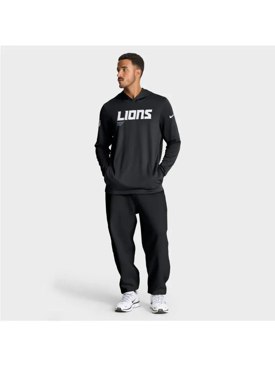 Nike Мужская черная толстовка с длинными рукавами Detroit Lions Sideline Pure Fury Performance — изображение 3 из 5, черный