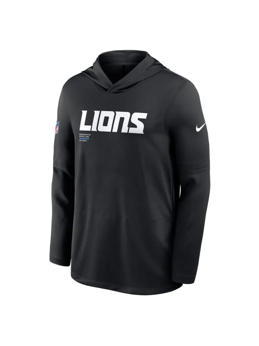 Nike Мужская черная толстовка с длинными рукавами Detroit Lions Sideline Pure Fury Performance — изображение 4 из 5, черный