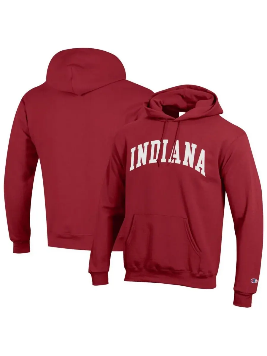 Champion Мужская флисовая толстовка с капюшоном Crimson Indiana Hoosiers Basic Arch — изображение 1 из 3, красный