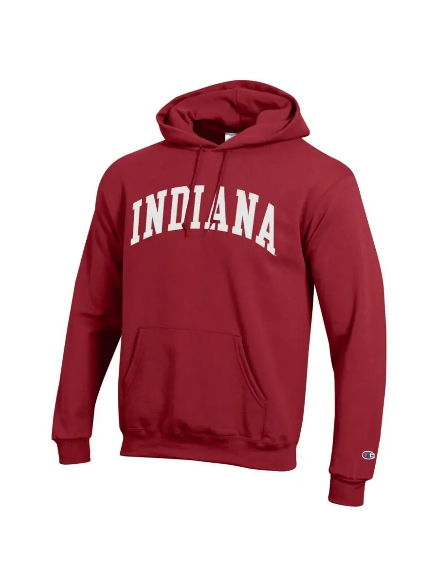 Champion Мужская флисовая толстовка с капюшоном Crimson Indiana Hoosiers Basic Arch — изображение 3 из 3, красный
