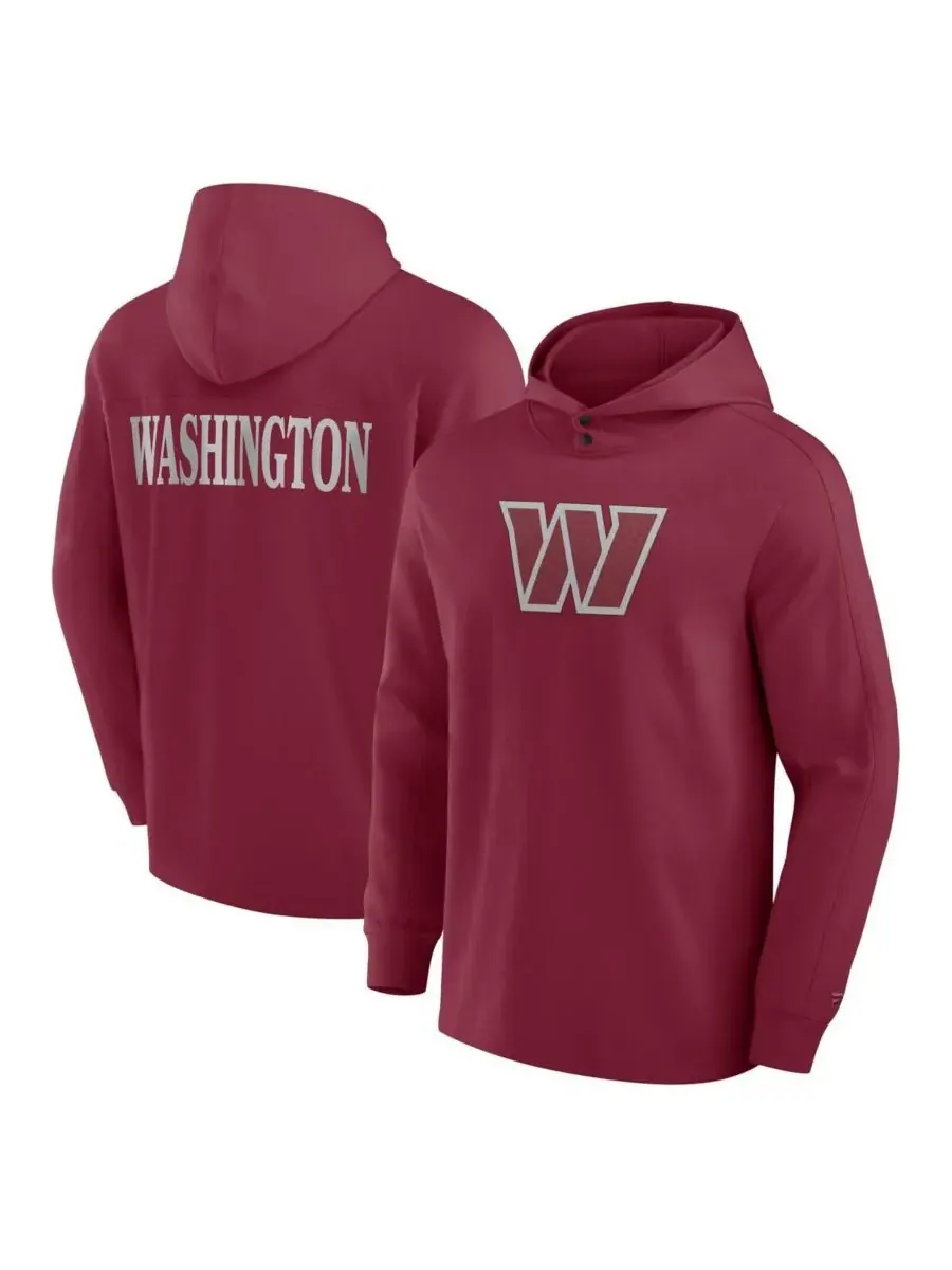 Fanatics Мужская футболка с длинными рукавами и капюшоном Washington Commanders Elements Blaze — изображение 1 из 3, бордовый