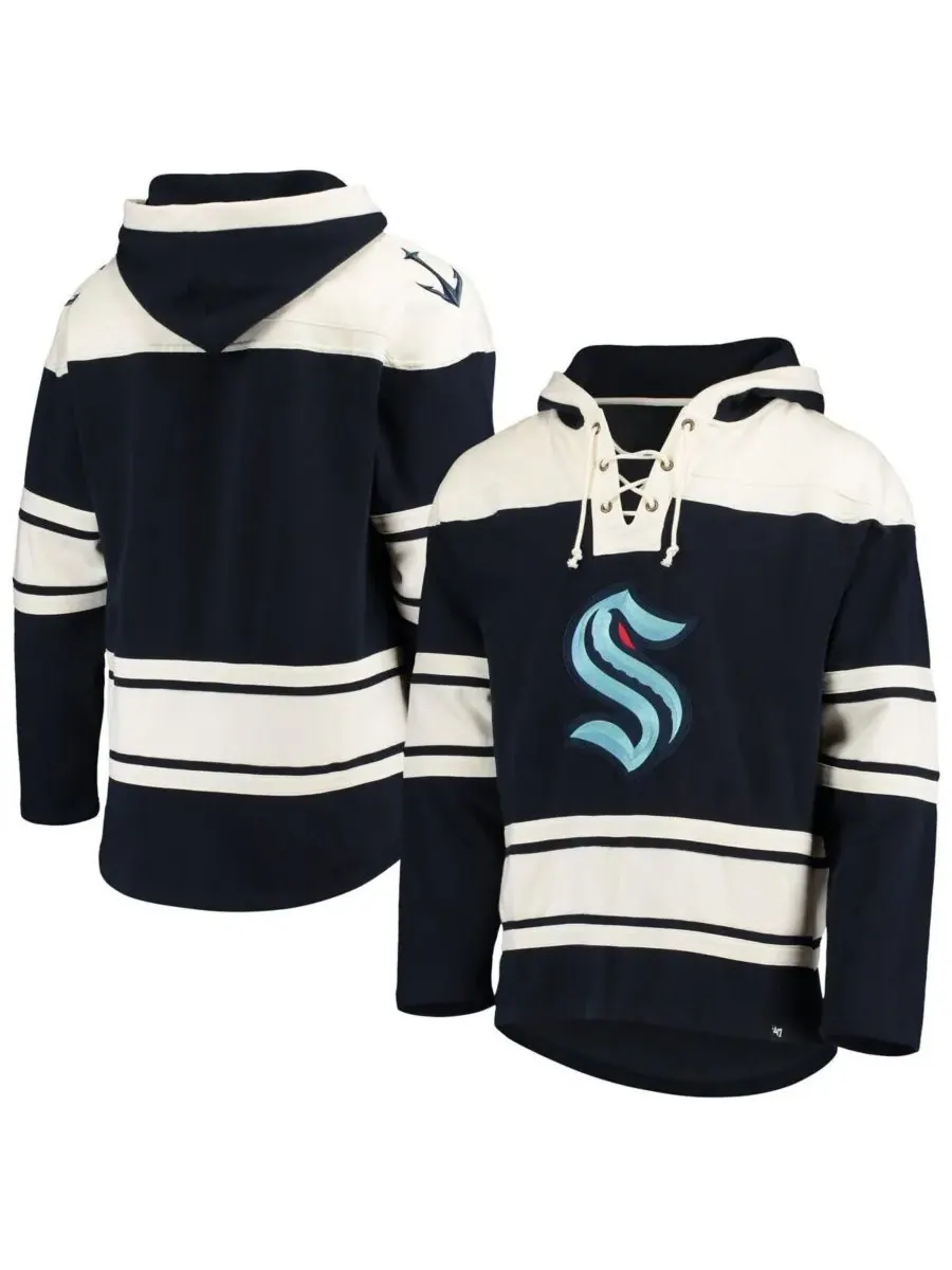 '47 Brand Мужская толстовка с капюшоном Deep Sea Blue Seattle Kraken Superior Lacer Team Pullover — изображение 1 из 4