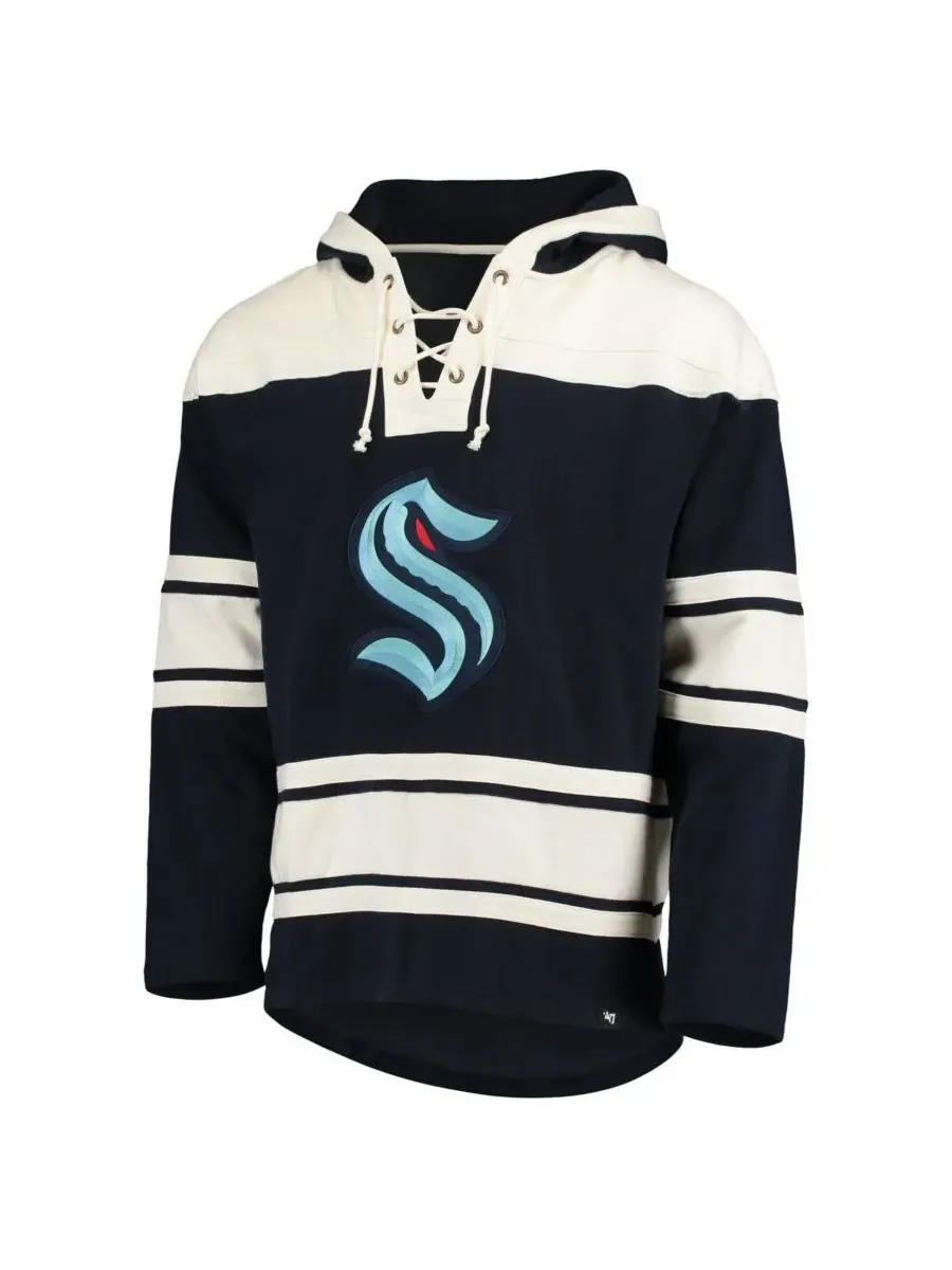'47 Brand Мужская толстовка с капюшоном Deep Sea Blue Seattle Kraken Superior Lacer Team Pullover — изображение 4 из 4