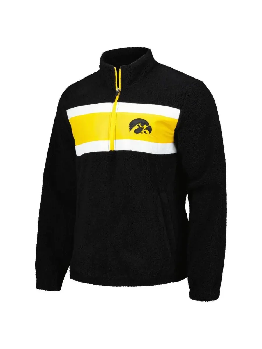 G-III Sports by Carl Banks Мужская черная толстовка Iowa Hawkeyes Pinch Runner с половинной молнией — изображение 2 из 3