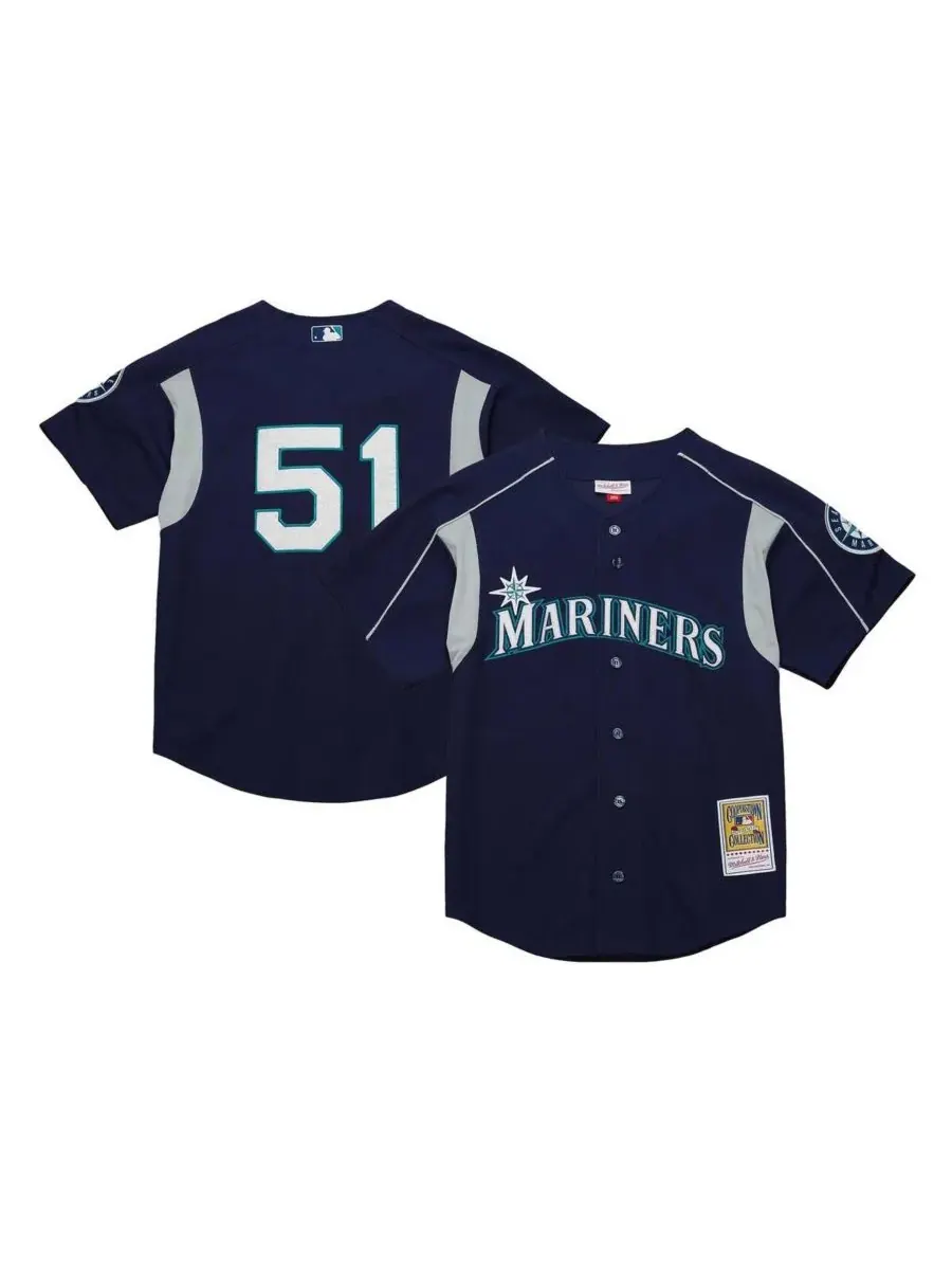 Mitchell & Ness Мужская тренировочная футболка для бейсбола Ichiro Suzuki Navy Distressed Seattle — изображение 1 из 4