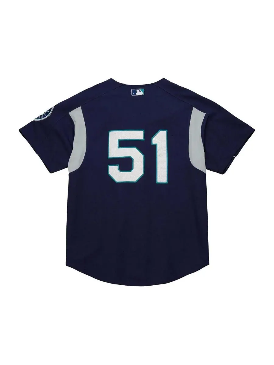 Mitchell & Ness Мужская тренировочная футболка для бейсбола Ichiro Suzuki Navy Distressed Seattle — изображение 3 из 4