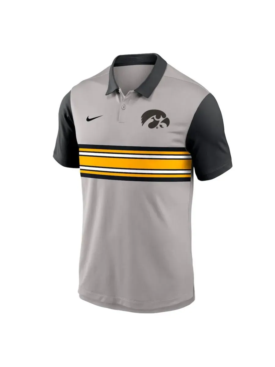 Nike Мужская серо-черная поло-рубашка Iowa Hawkeyes Vapor Performance — изображение 2 из 3, серый черный