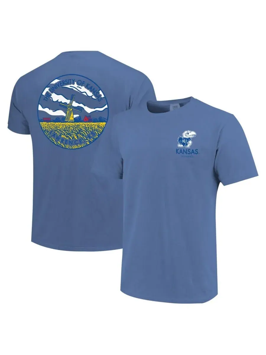 Мужская и женская футболка Royal Kansas Jayhawks Scenic Comfort Colors Image One — изображение 1 из 3, королевский